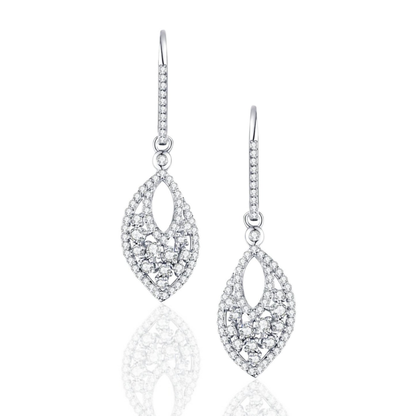 Sterling Silver Fancy Small Dangling Micropave Earrings - HK Jewels