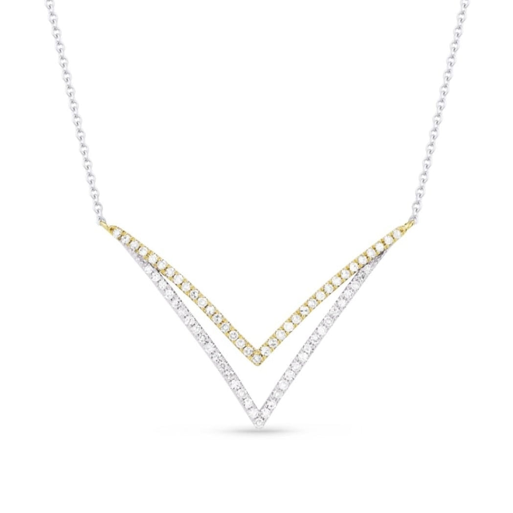 Sterling Silver Double V-Shaped Necklace - HK Jewels