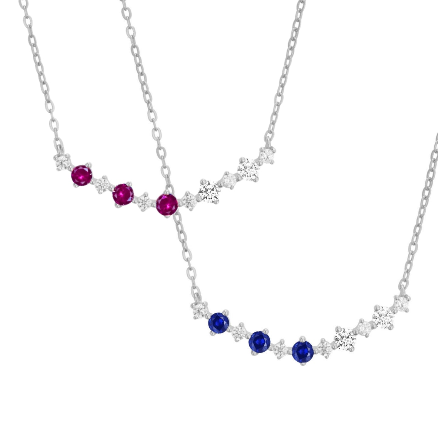 Sterling Silver Colorful Rounded Bar Necklace - HK Jewels