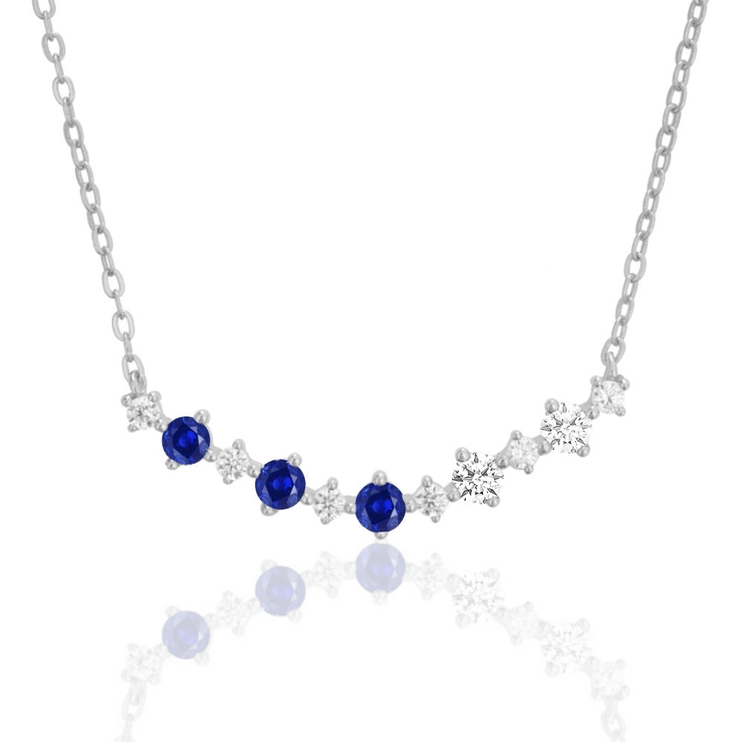 Sterling Silver Colorful Rounded Bar Necklace - HK Jewels