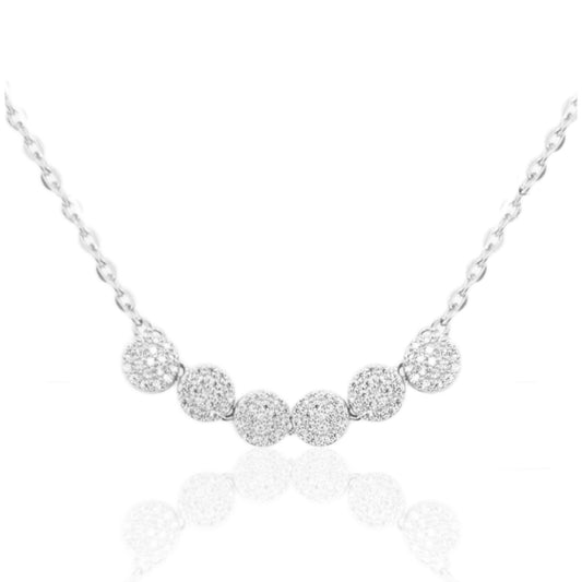 Sterling Silver 6 Micro Pave Circles Bar Necklace - HK Jewels