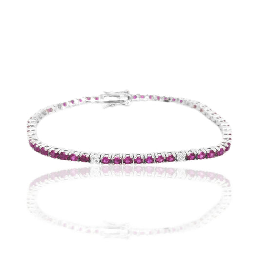 Sterling Silver Ruby, Emerald, and Sapphire 3.5mm Colored CZ Stone Bracelets - HK Jewels