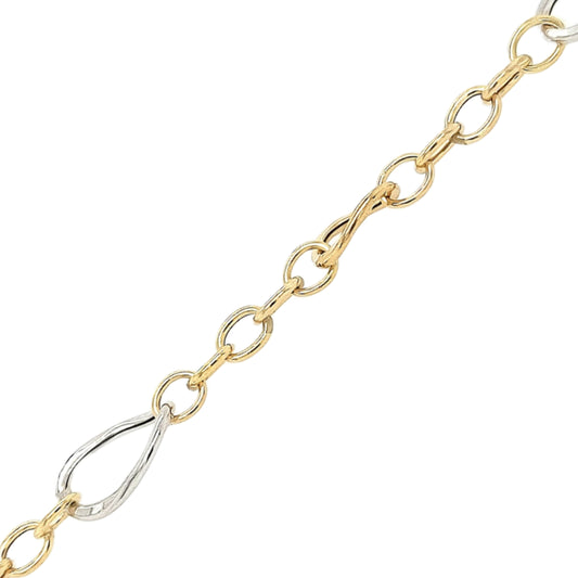 14K Two Tone Link Bracelet - HK Jewels