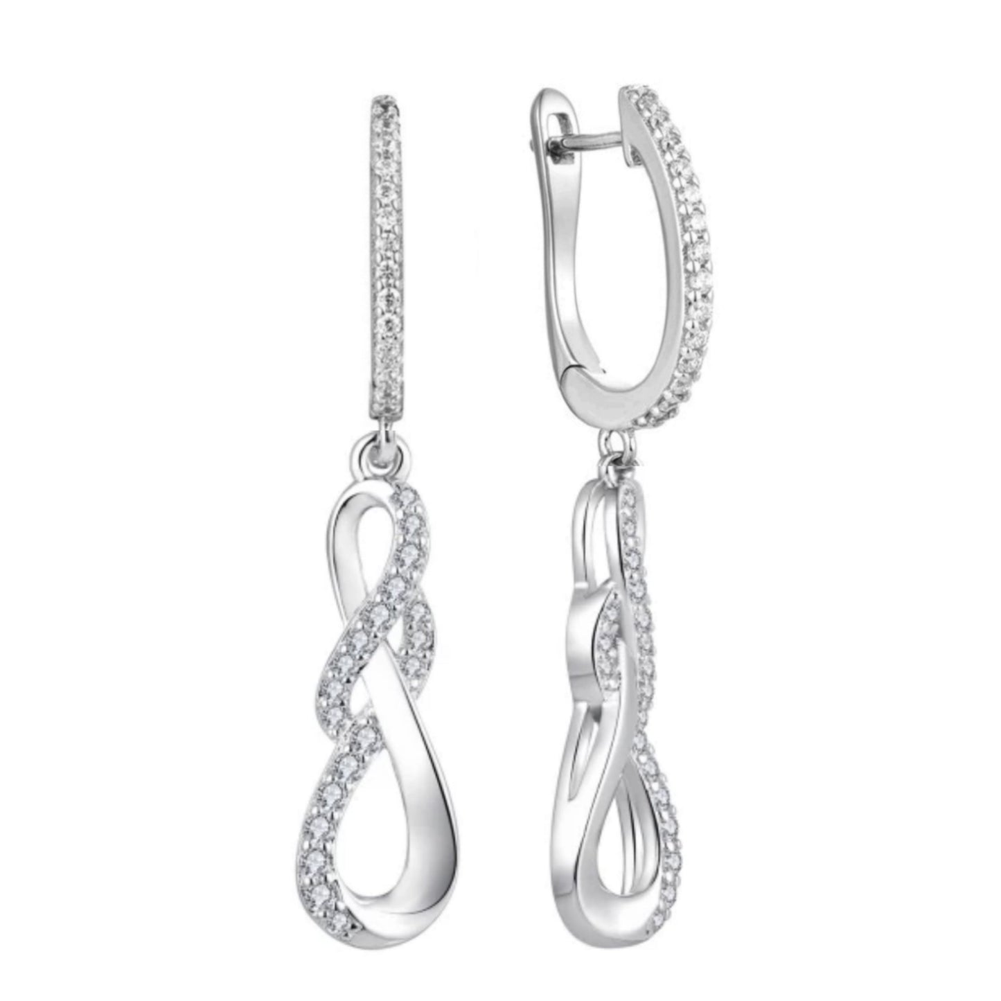 Sterling Silver Micropave Double Braid Earring - HK Jewels