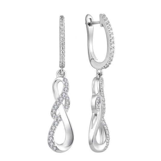 Sterling Silver Micropave Double Braid Earring - HK Jewels