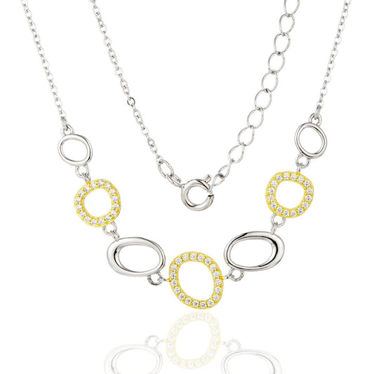 Sterling Silver Micropave Natural Shape CZ Necklace - HK Jewels