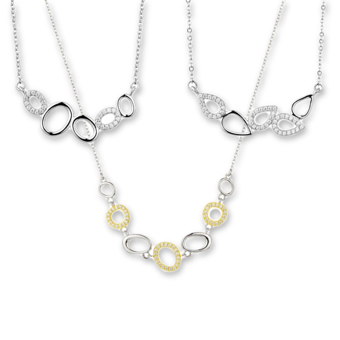 Sterling Silver Micropave Natural Shape CZ Necklace - HK Jewels