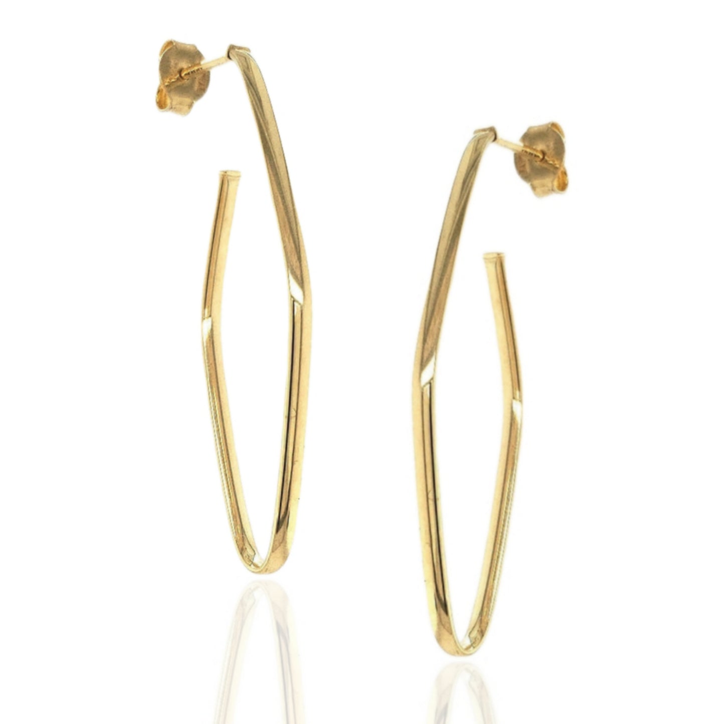 14K Open Oval Hoop Earrings - HK Jewels