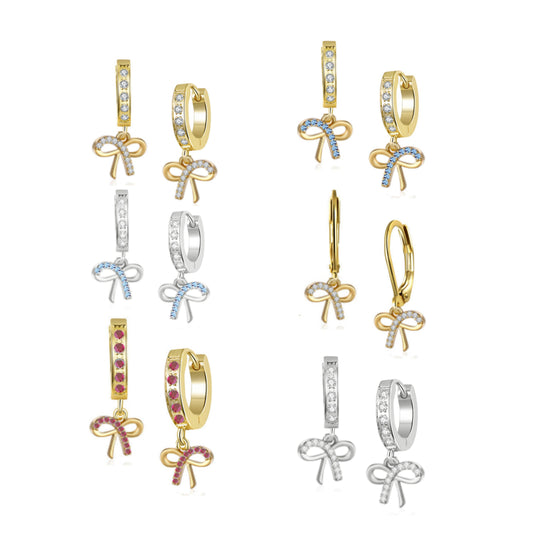 Surgical Steel CZ Bowknot Shape Earrings - HK Jewels