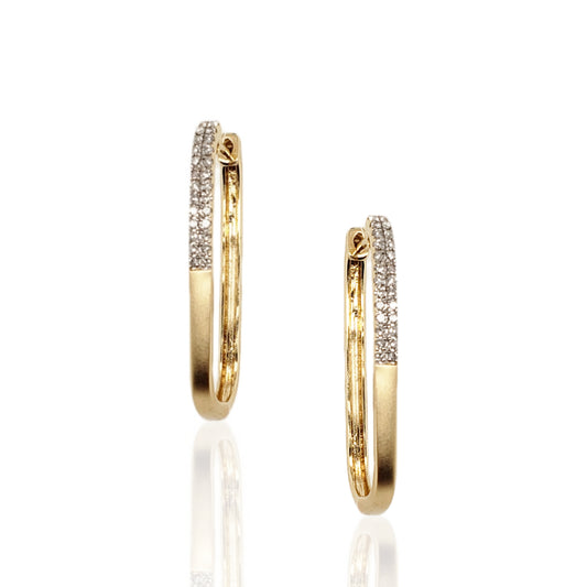 14K Gold And Diamond Paperclip Hoop Earring - HK Jewels