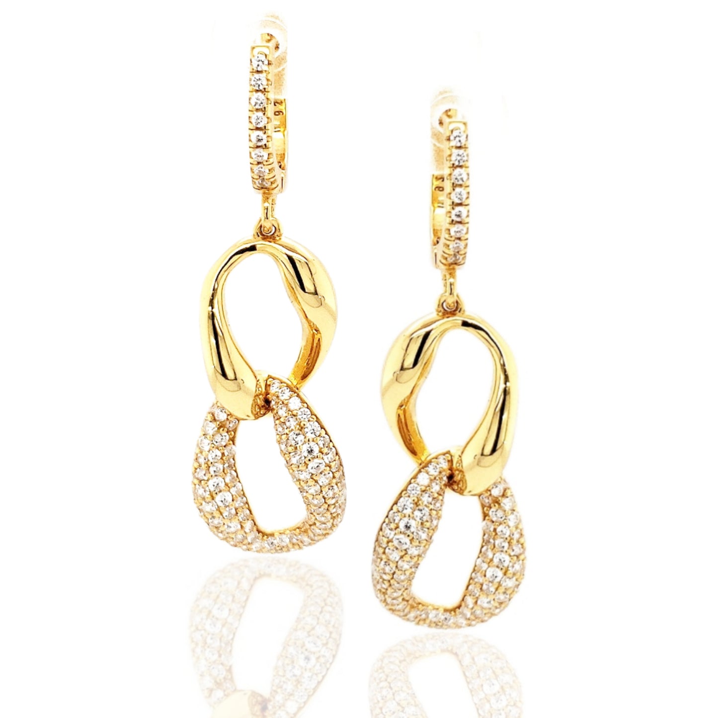 Sterling Silver Micropave CZ Interlocking Ovals Earring - HK Jewels