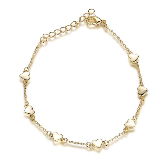 Gold Plated Sterling Silver Heart Bracelet - HK Jewels