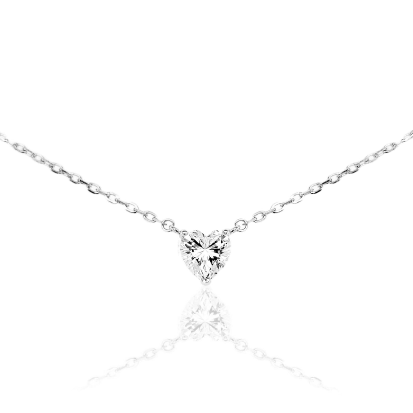 Sterling Silver CZ Heart Necklace - HK Jewels