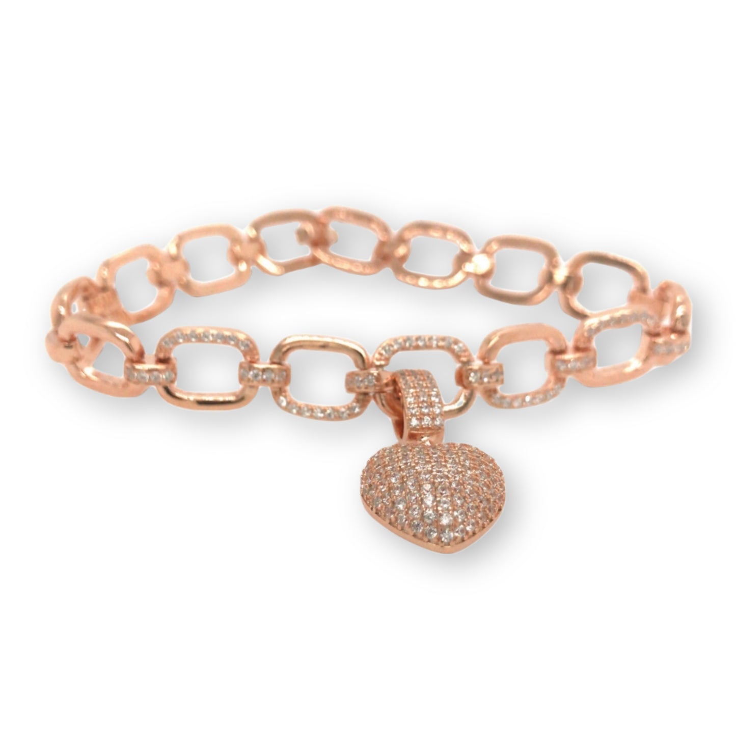 Sterling Silver Big Link Heart Bracelet - HK Jewels