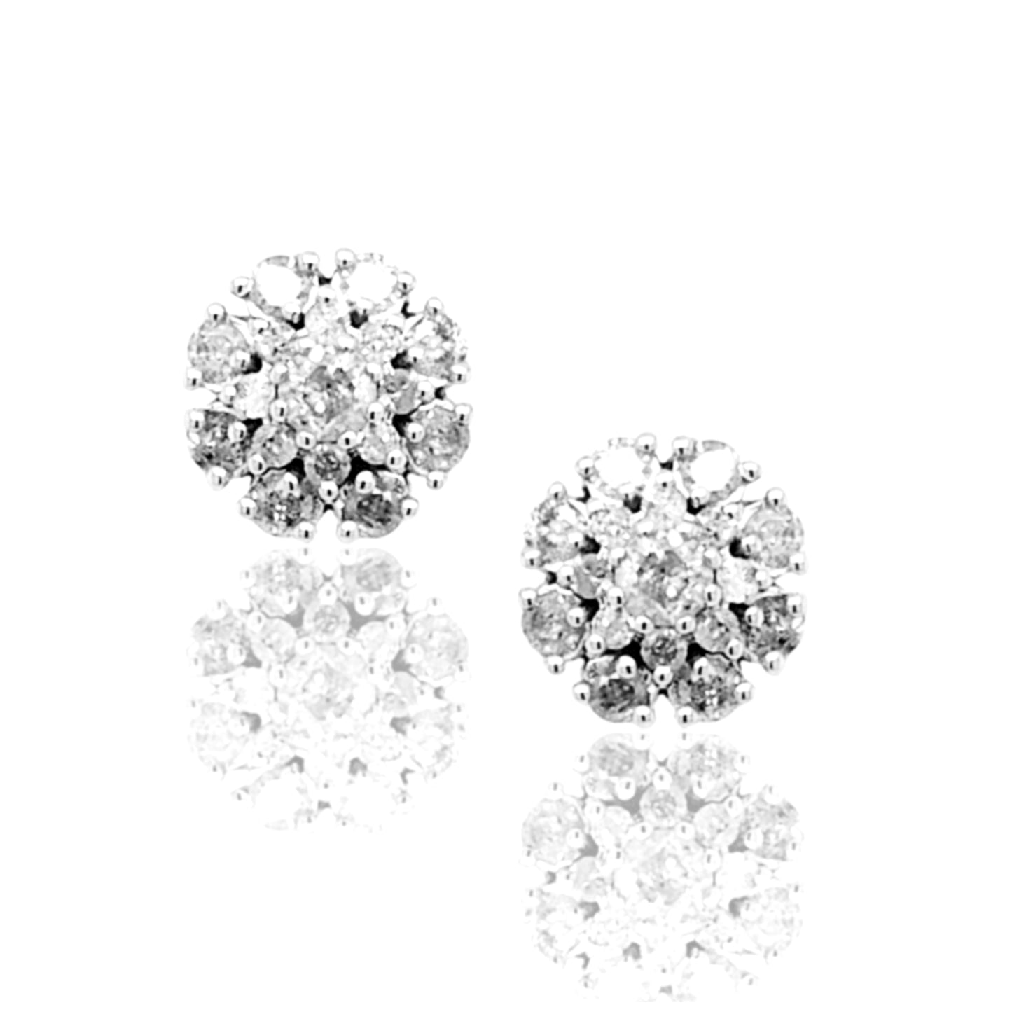 10K Gold And Diamond 3-Tier Circle Stud Earrings - HK Jewels