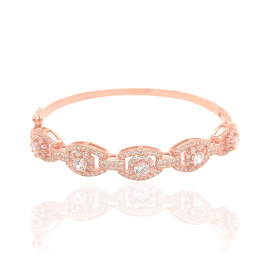 Sterling Silver Rose Gold Plated Bangle Bracelet - HK Jewels