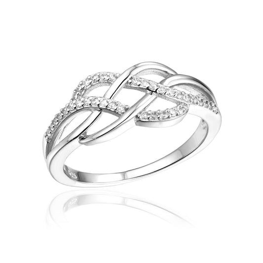 Sterling Silver Micropave Twist CZ Ring - HK Jewels