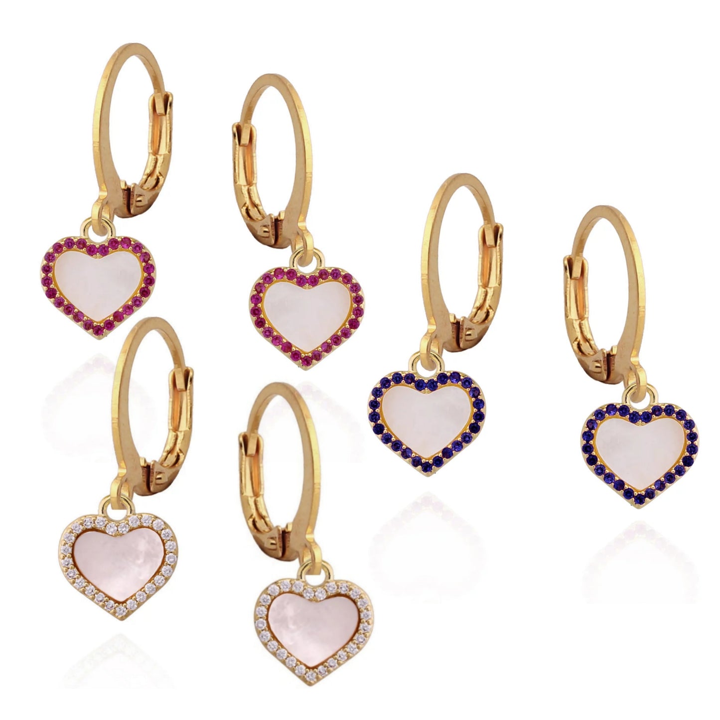 Gold Plated Steel Medium Mother-of-Pearl Heart Earring - HK Jewels