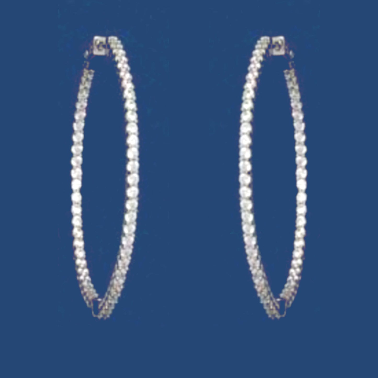 Sterling Silver 50mm Round CZ Hoop Earrings with 1.75mm CZs - HK Jewels