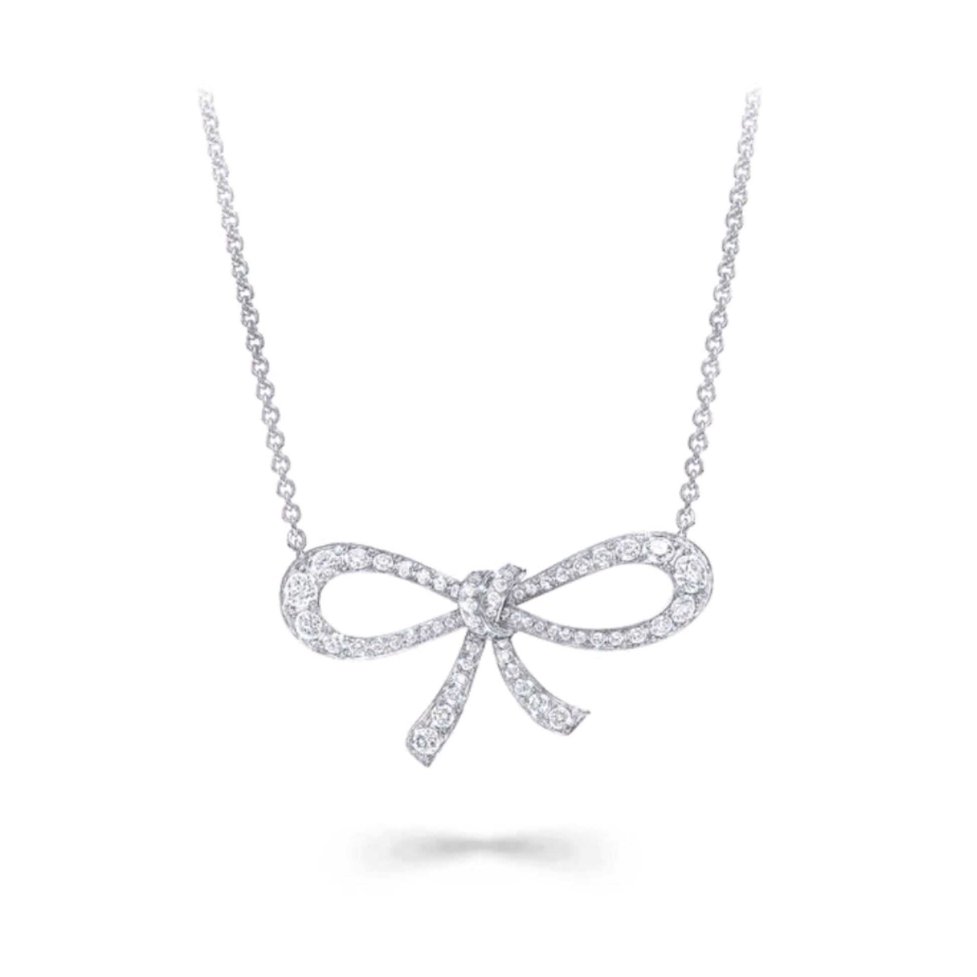 Sterling Silver CZ Bowknot Pendant Necklace - HK Jewels