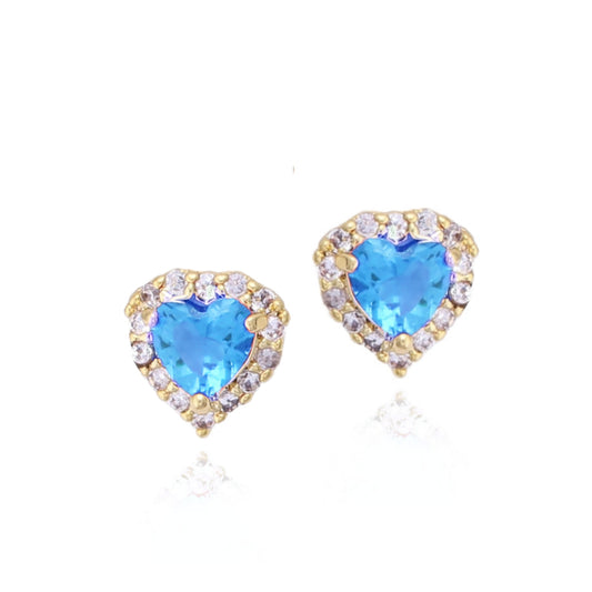 Surgical Steel Tiny CZ Heart Stud Earrings - HK Jewels