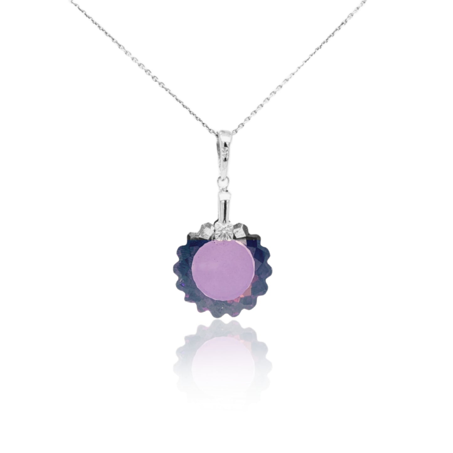 Sterling Silver Purple Flower Pendant - HK Jewels