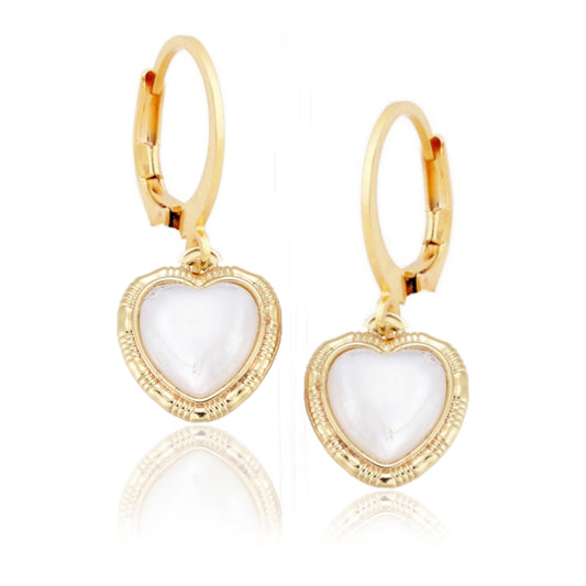 Surgical Steel Mother of Pearl Heart Earrings - HK Jewels
