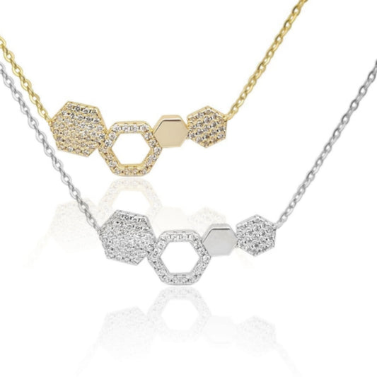 Sterling Silver Small Geometric Bar Necklace - HK Jewels