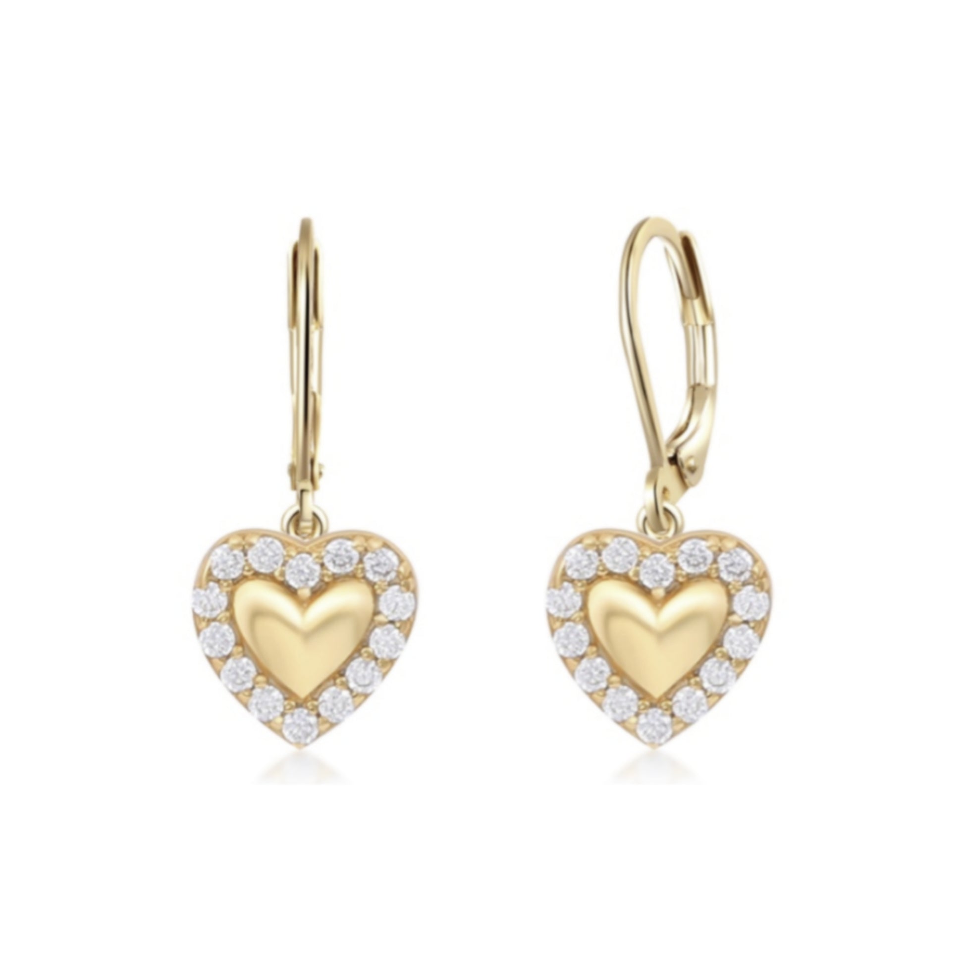 Surgical Steel Puffy Heart With CZ Outline Earrings - HK Jewels