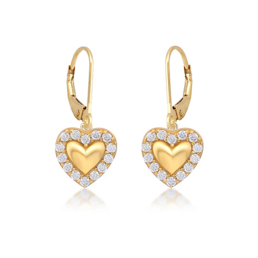 Surgical Steel Puffy Heart With CZ Outline Earrings - HK Jewels