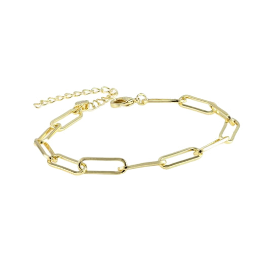 Gold Plated Sterling Silver Paperclip Bracelet - HK Jewels