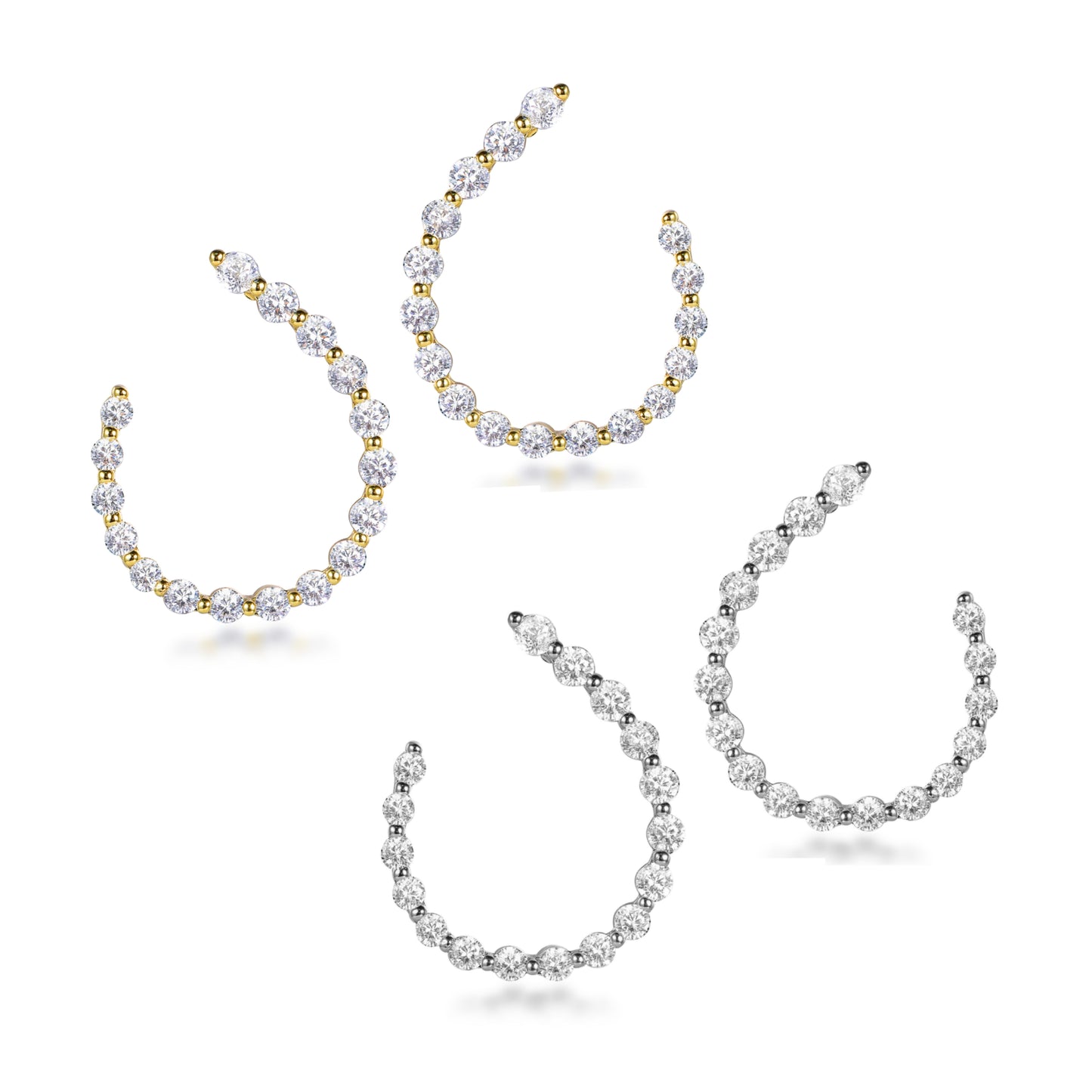 Sterling Silver CZ Front Back Earring - HK Jewels
