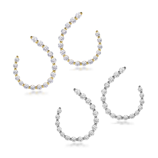 Sterling Silver CZ Front Back Earring - HK Jewels