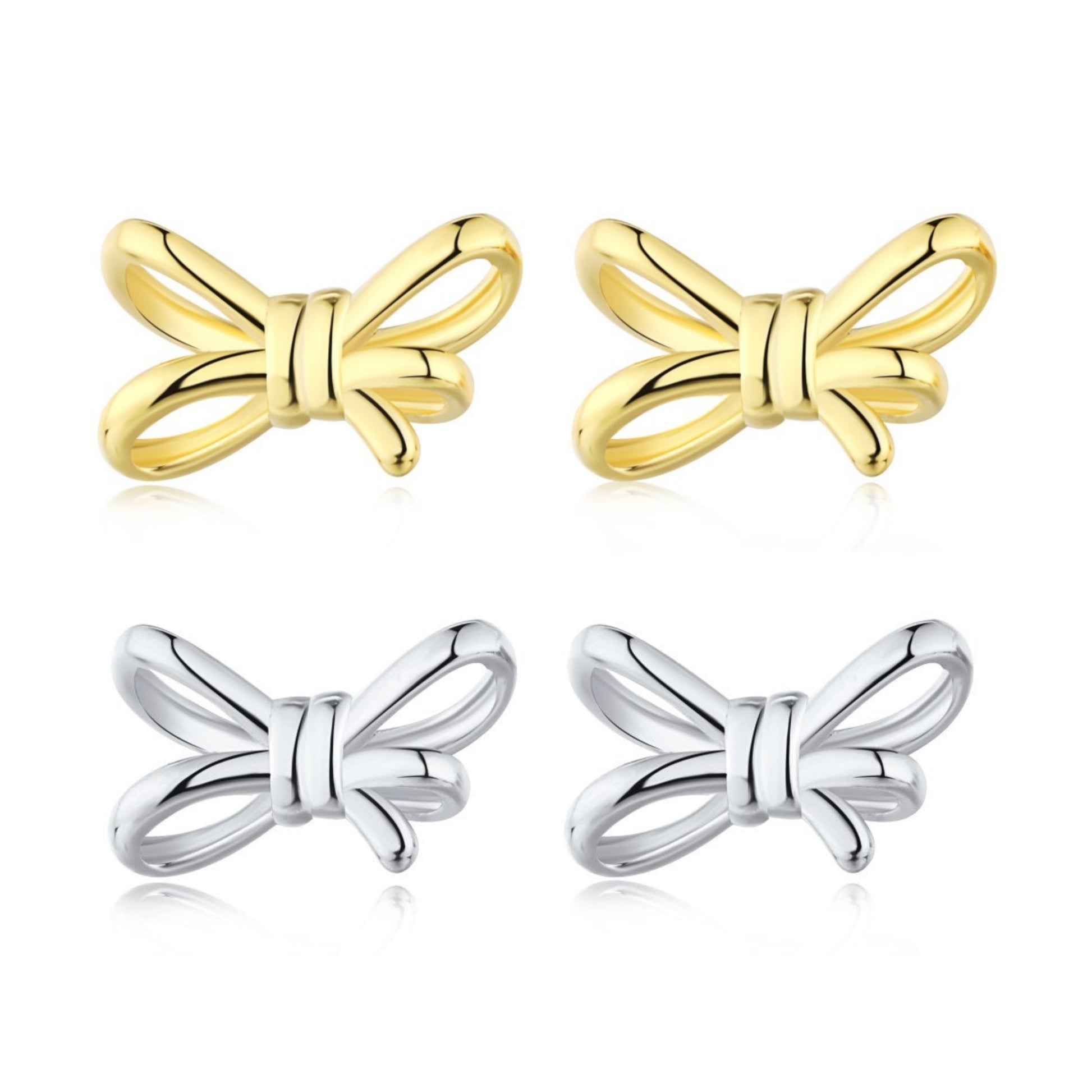 Sterling Silver Bow Stud Earrings - HK Jewels