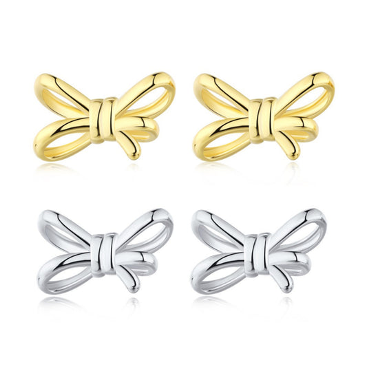 Sterling Silver Bow Stud Earrings - HK Jewels