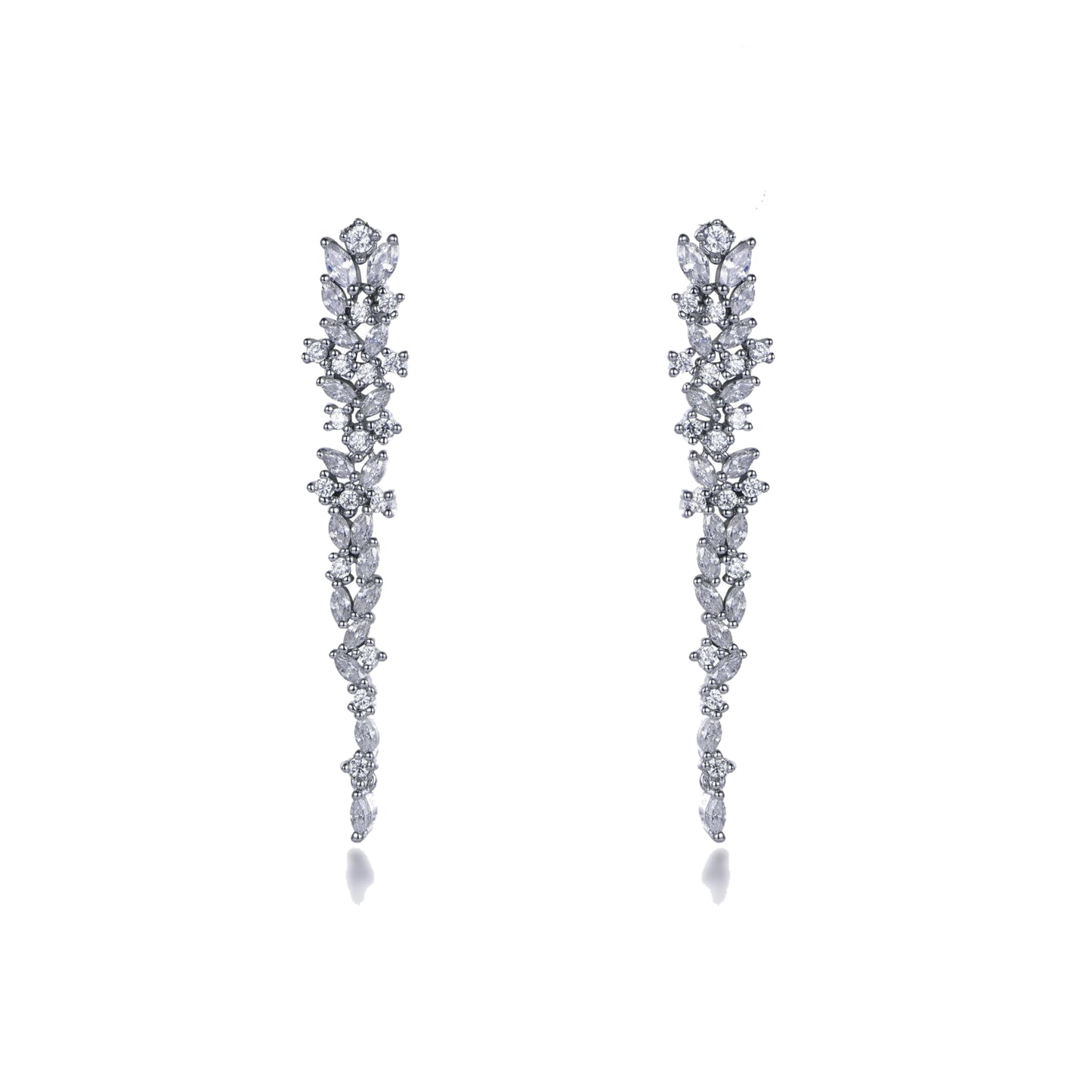 Sterling Silver Thin Cascading CZ Earring - HK Jewels