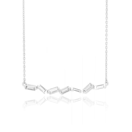 Sterling Silver Baguette Bar Necklace - HK Jewels