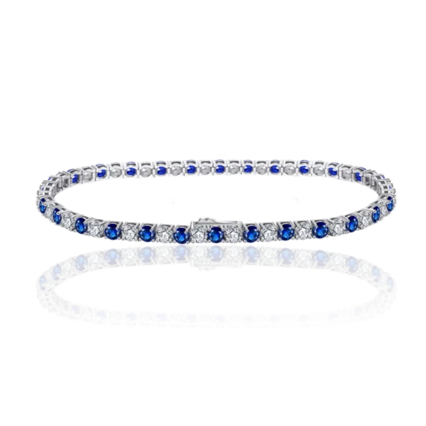 Sterling Silver Alternating Color CZ Bracelet - HK Jewels