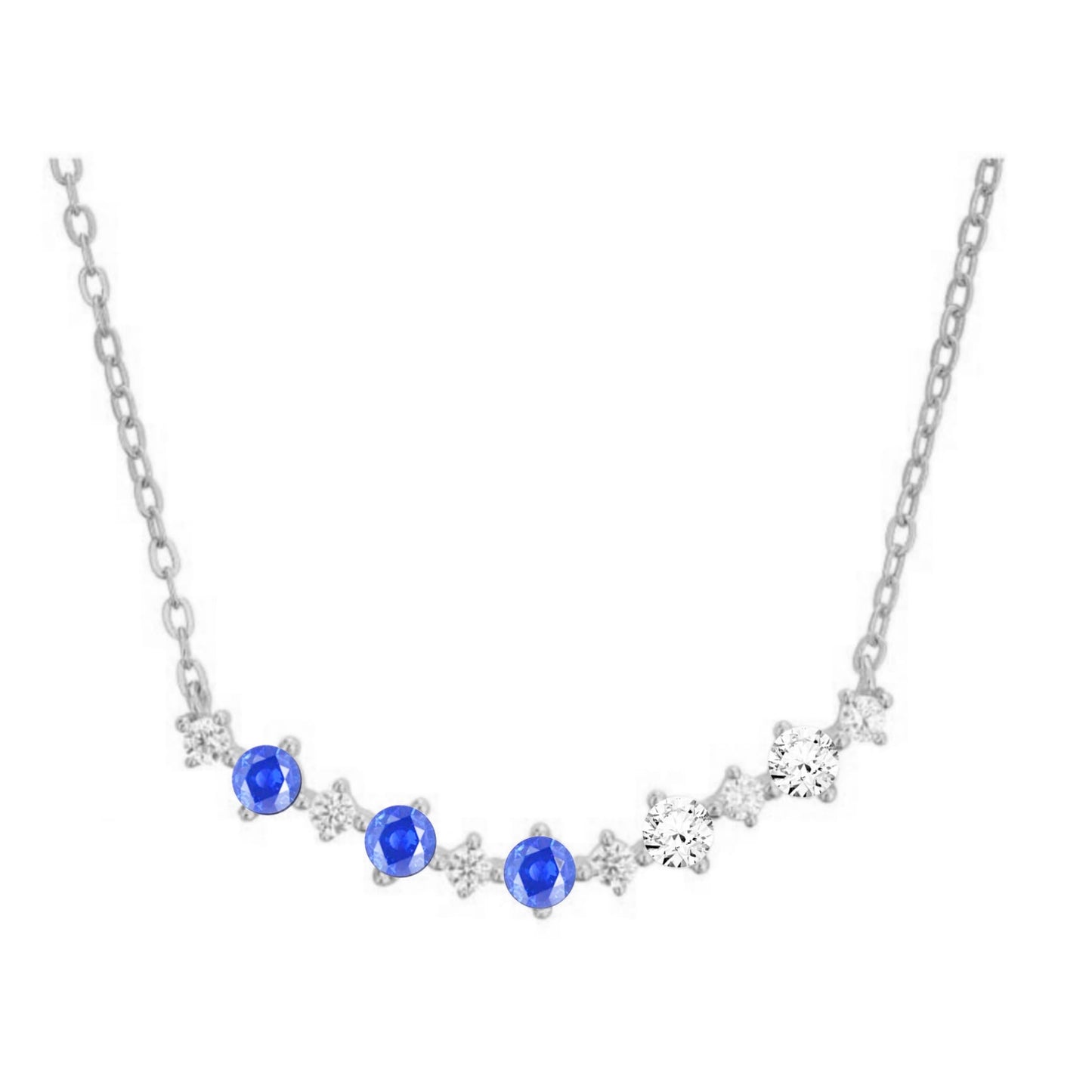 Sterling Silver Colorful Rounded Bar Necklace - HK Jewels