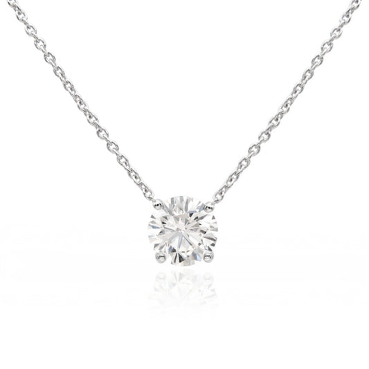 Sterling Silver CZ Solitaire Necklace - HK Jewels