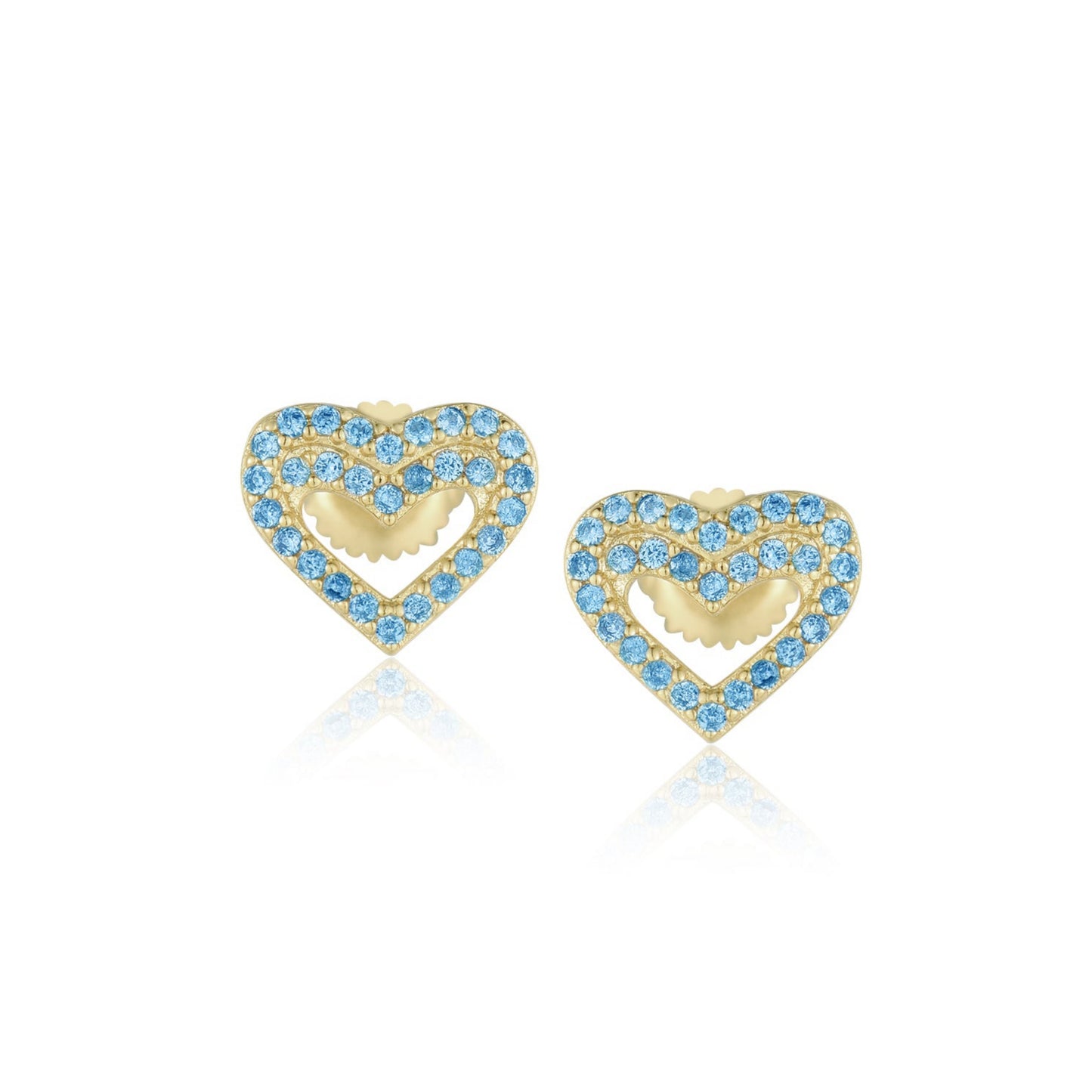 Gold Plated Surgical Steel CZ Outline Heart Earrings - HK Jewels