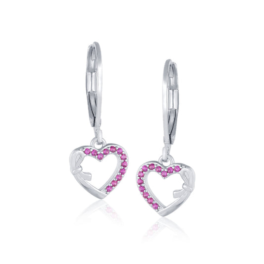 Surgical Steel Rhodium Plating Half CZ Outline Earrings - HK Jewels