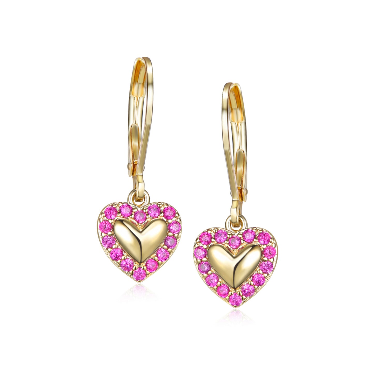 Surgical Steel Puffy Heart With CZ Outline Earrings - HK Jewels