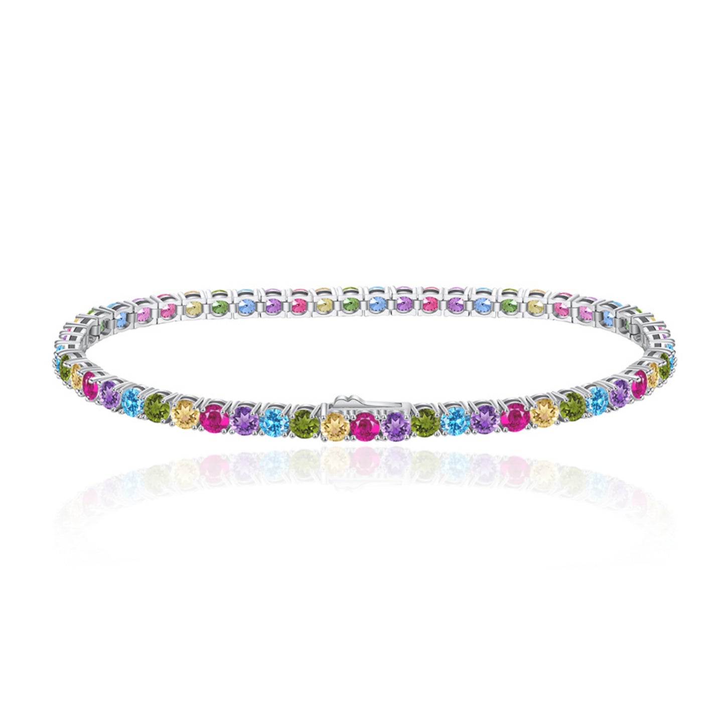 Sterling Silver Alternating Color CZ Bracelet - HK Jewels