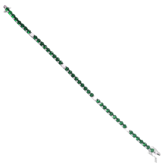 Sterling Silver Color Micropave CZ and Spinel Tennis Bracelet - HK Jewels