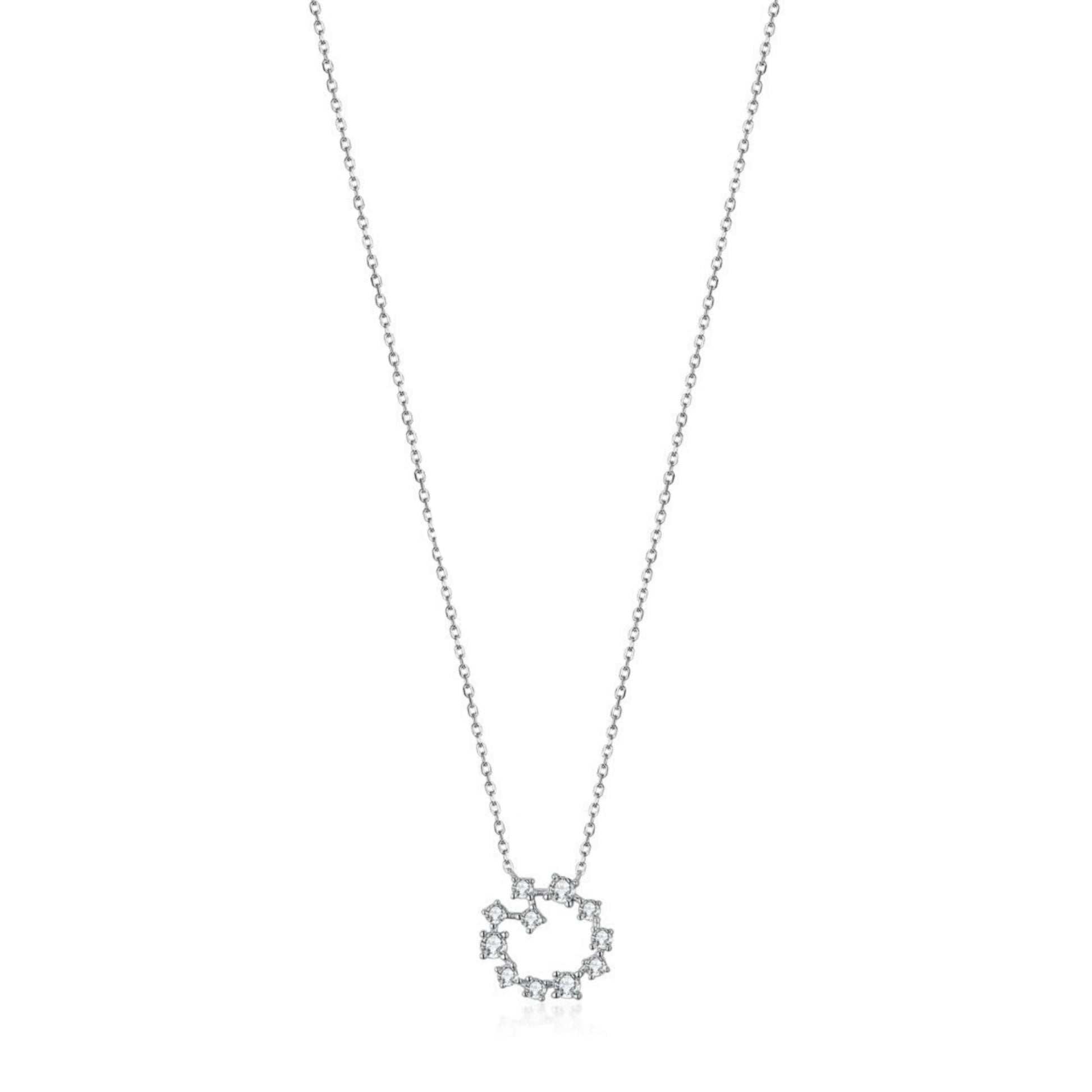 Sterling Silver Small Sprinkled "Diamond" Circle Pendant Necklace - HK Jewels