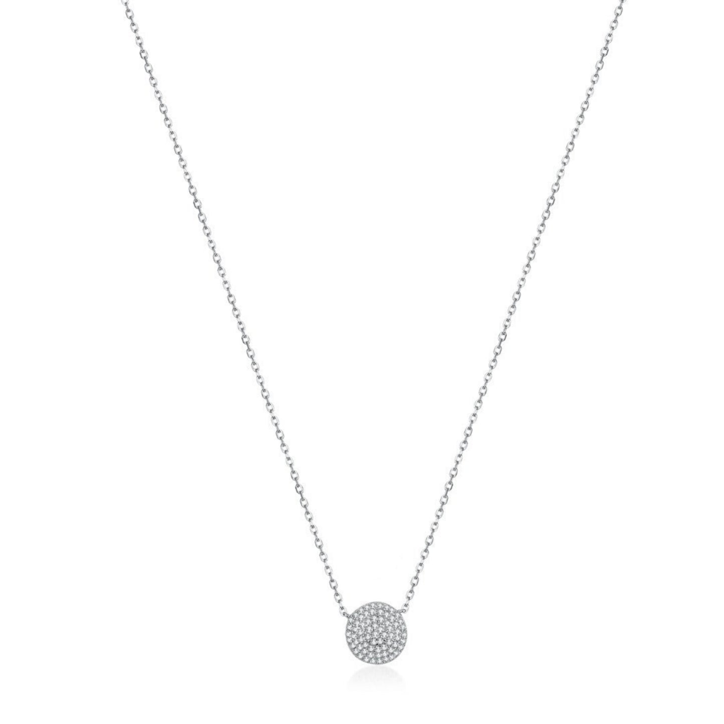 Sterling Silver Micropave Solitaire Necklace - HK Jewels
