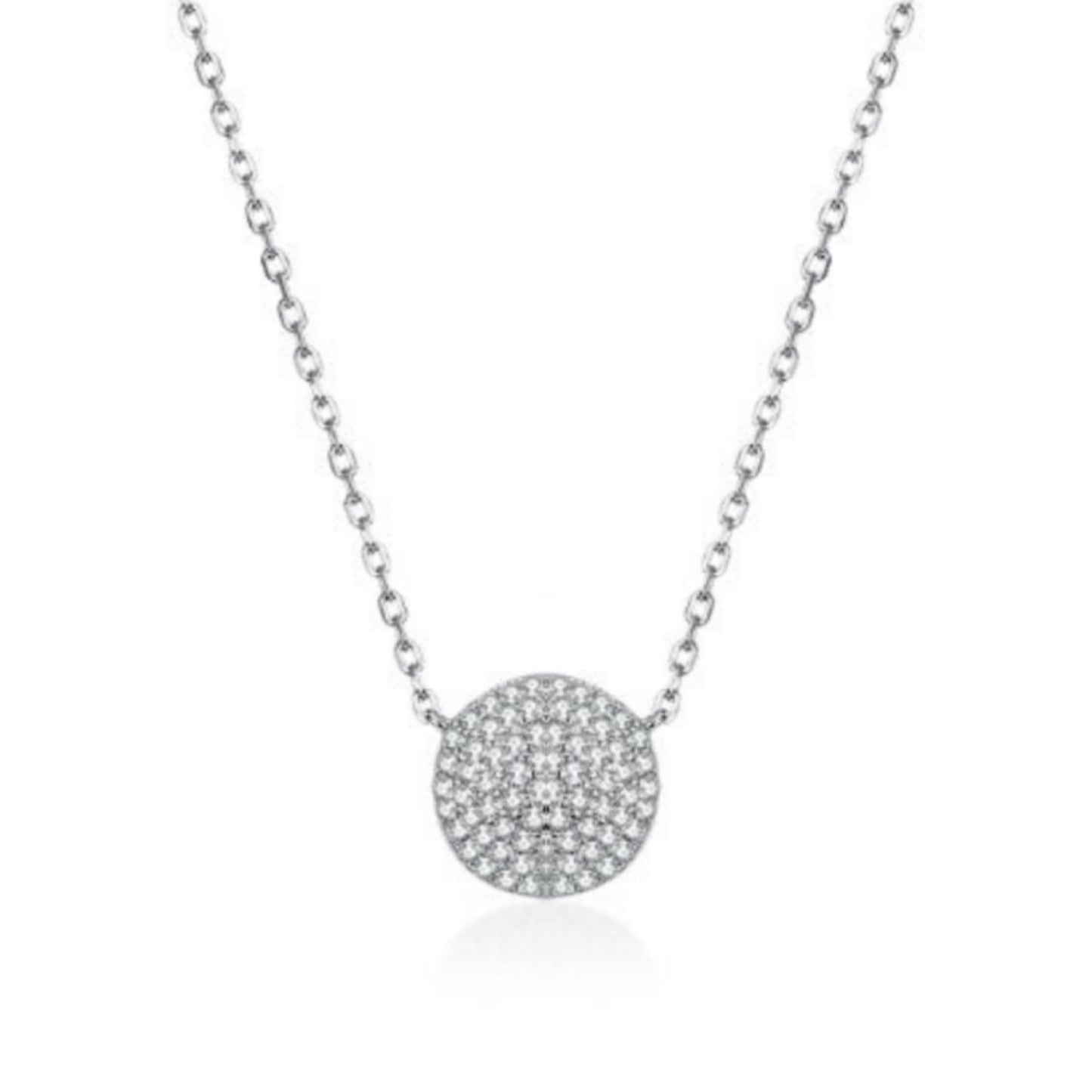 Sterling Silver Micropave Solitaire Necklace - HK Jewels