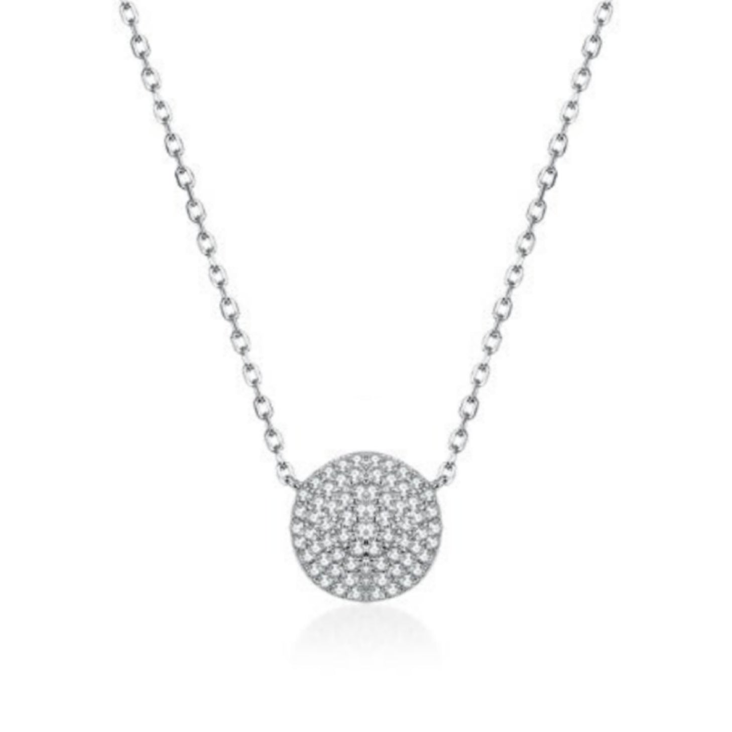 Sterling Silver Micropave Solitaire Necklace - HK Jewels