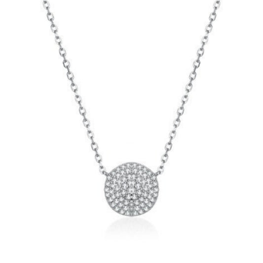Sterling Silver Micropave Solitaire Necklace - HK Jewels